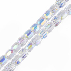 Clear AB Electroplate Transparent Glass Beads Strands, AB Color Plated, Faceted, Column, Clear AB, 8x8mm, Hole: 1.2mm, about 79~80pcs/strand, 25.59 inch~27.17 inch(65~69cm)