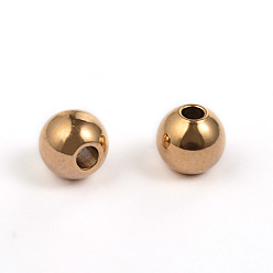 Golden Ion Plating(IP) 304 Stainless Steel Spacer Beads, Round, Golden, 5mm, Hole: 1.8mm