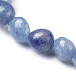 Aventurine Bleue Bracelets extensibles de perles d'aventurine bleu naturel, pierre tombée, nuggets, diamètre intérieur: 2~2-1/4 pouce (5.2~5.6 cm)