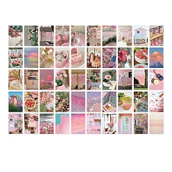 Ярко-Розовый 50 шт. 50 стили прямоугольной бумаги, самоклеящиеся наклейки, пейзажные декоративные наклейки, для diy scrapbooking, ярко-розовый, 100x50 мм, 1 шт / стиль