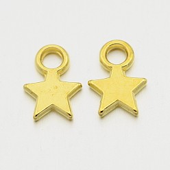 Golden Tibetan Style Alloy Charms, Christmas Star, Cadmium Free & Nickel Free & Lead Free, Golden, 10x8x1mm, Hole: 2mm