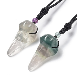 Fluorite Natural Fluorite Plague Doctor Pendant Necklace with Nylon Rope, 33.39~35.59 inch(84.8~90.4cm)