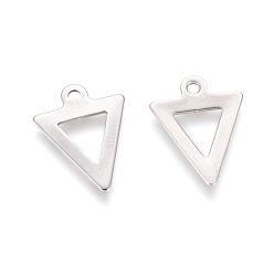 Stainless Steel Color 304 Stainless Steel Charms, Triangle, Stainless Steel Color, 12x9.5x0.5mm, Hole: 1mm