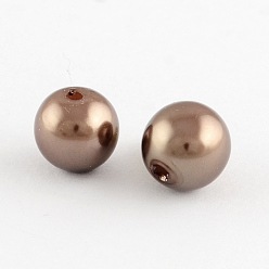 Café Perlas redondas de perlas de imitación de plástico abs, café, 20 mm, Agujero: 2.5 mm, sobre 120 unidades / 500 g