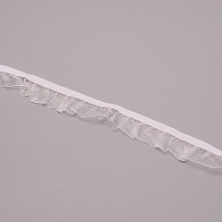 Blanco Benecreat cinta elastica encaje organza chinlon, ribete de organza con un solo volante, para adornos de costura de ropa, blanco, 25x0.6 mm