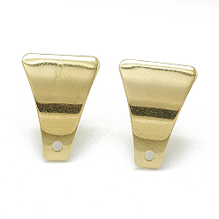 Golden 304 Stainless Steel Stud Earring Findings, with Loop, Trapezoid, Golden, 16x12mm, Hole: 1.4mm, Pin: 0.8mm