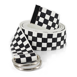 Negro Cinturón de cadena de tela con patrón de tartán con cierre de aleación para mujer, negro, 50-1/4 pulgada (127.5 cm)