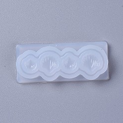 White Food Grade Silicone Molds, Resin Casting Molds, For UV Resin, Epoxy Resin Jewelry Making, Shell Shape, White, 56x24x7mm, Shell: 6x6mm, 8x8mm and 10x10mm