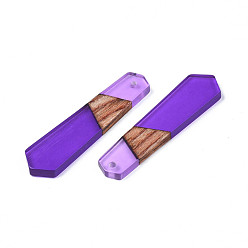 Violet Bleu Pendentifs en bois de résine et de noyer, flèche, bleu violet, 49x12x3.5mm, Trou: 1.6mm