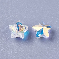 Claro AB Imitación perlas de cristal austriaco, k 9 de vidrio, estrella, facetados, claro ab, 8x8x5 mm, agujero: 1.2 mm