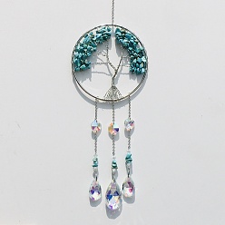 Synthetic Turquoise Synthetic Turquoise Tree of Life Pendant Decorations, Suncatchers for Party Window, Wall Display Decorations, 400mm