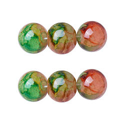 Colorful Spray Painted Glass Beads Strands, Round, Colorful, 8~8.5mm, Hole: 1.5mm, about 100pcs/strand, 31.1 inch(79cm)