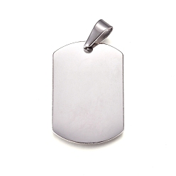Stainless Steel Color 304 Stainless Steel Pendants, Stamping Blank Tag, Rectangle, Stainless Steel Color, 35x23x1.5mm, Hole: 10x4.5mm