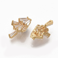 Настоящее золото 18K Латунные прозрачные кубические циркониевые подвески, без никеля , зонтик, реальный 18 k позолоченный, 14x8.5x4.5 мм, отверстие : 0.7 мм