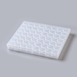 Clair Conteneurs de perle plastique, amovible, 56 compartiments, rectangle, clair, 21.2x18.4x2.7 cm, compartiments: 2.2x2.4 cm, 56 compartiments / boîte