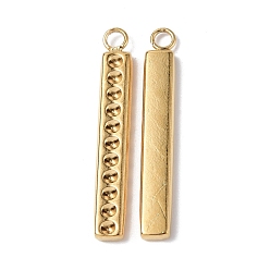 Real 18K Gold Plated Ion Plating(IP) 304 Stainless Steel Pendant Cabochon Settings, Rectangle Charm, Bar Charm, Real 18K Gold Plated, Fit: 1.2mm Rhinestone, 25x3.5x1.8mm, Hole: 1.8mm