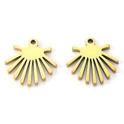 Golden Vacuum Plating 201 Stainless Steel Charms, Laser Cut, Fan, Golden, 13x13x1mm, Hole: 1.2mm