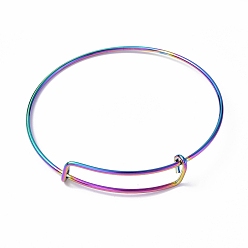 Rainbow Color Chapado de iones (ip) ajustable 304 fabricación de brazaletes de alambre de acero inoxidable, color del arco iris, diámetro interior: 2-1/2 pulgada (6.5 cm)