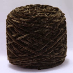 Café Fil de laine chenille, fils à tricoter à la main en coton velours, pour bébé chandail écharpe tissu couture artisanat, café, 3mm, 90~100g/écheveau