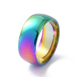 Rainbow Color 201 anillo liso de acero inoxidable para mujer, color del arco iris, diámetro interior: 17 mm