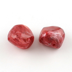 Cerise Pépites perles acryliques imitation de pierres précieuses, cerise, 25x24x17mm, trou: 3 mm, environ 84 pcs / 500 g