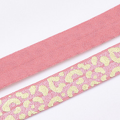 Rosa Caliente Cuerda elástica plana, con el patrón, color de rosa caliente, 15~16x1 mm, aproximadamente 3.28 yardas (3 m) / rollo