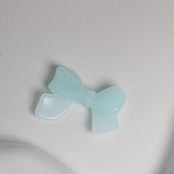 Turquoise Pâle Perles acryliques, imitation gelée, bowknot, turquoise pale, 24x33x7mm, Trou: 3mm, environ 500 g /sachet 