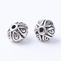 Antique Silver Tibetan Style Alloy Beads, Rondelle, Cadmium Free & Lead Free, Antique Silver, 7x5mm, Hole: 1mm, about 1400pcs/1000g