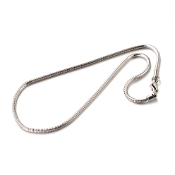 Stainless Steel Color 304 Stainless Steel Snake Chain Necklaces, Stainless Steel Color, 17.7 inch(45cm), 3.2mm