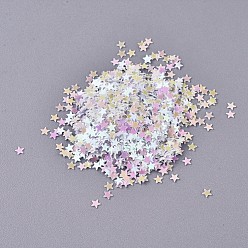 Perlas de Color Rosa Accesorios de adorno paillette de plástico / cuentas de lentejuelas, sin agujero / perlas sin perforar, estrella, rosa perla, 3x3x0.3 mm, 264705 sobre piezas / libra