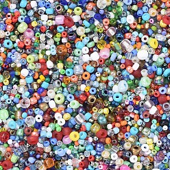 Coloré Perles de rocaille en verre, forme mixte et la taille mixte, colorées, 2~6x2~5x2~5mm, Trou: 1mm, environ24000 pcs / 500 g
