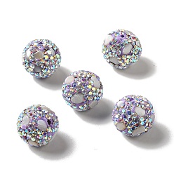 Lilas Perles de strass d'argile polymère , avec éclats d'imitation de pierres précieuses, ronde, lilas, 16x17mm, Trou: 1.8mm