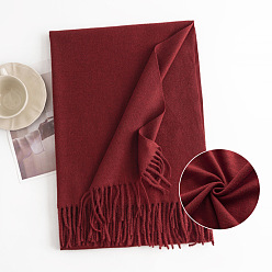 Brique Rouge Écharpe cache-cou en polyester, écharpe d'hiver, écharpe portefeuille à pampilles, firebrick, 1900x700mm