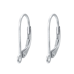 Silver 925 Sterling Silver Hoop Earrings, Leverback Earrings, Silver, 16x9x1.5mm, Hole: 1mm, Pin: 0.8mm