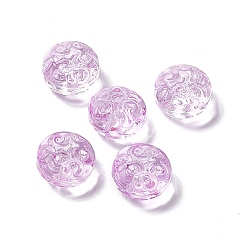 Violet Transparent Spray Painted Glass Beads, Flat Round, Violet, 13.5x8.5mm, Hole: 1.2mm