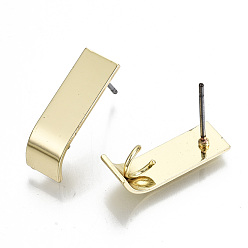 Light Gold Résultats de boucles d'oreilles en fer plaqué rack, sans cadmium et sans plomb, avec goupilles et boucle en acier, rectangle, or et de lumière, 19.5x6mm, Trou: 3.5mm, pin: 0.7 mm