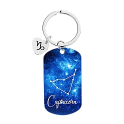 Capricorn Twelve Constellations Metal Keychains, Oval Rectangle, Capricorn, 8cm