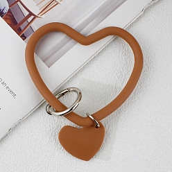 Sienna Silicone Heart Loop Phone Lanyard, Wrist Lanyard Strap with Plastic & Alloy Keychain Holder, Sienna, 7.5x8.8x0.7cm