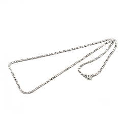 Stainless Steel Color 304 Stainless Steel Figaro Chain Necklaces, with Lobster Claw Clasps, Stainless Steel Color, 23.6 inch(59.9cm), 3x1mm