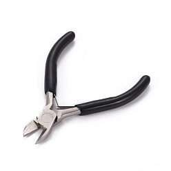 Black Carbon Steel Jewelry Pliers, Side Cutting Pliers, Side Cutter, Ferronickel, with Plastic Handle, Black, 10.5x8.2x0.9cm