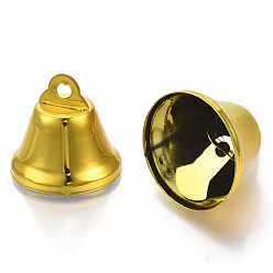 Золотистый Железный колокол подвески, на Рождество изготовления ювелирных изделий, золотые, 23.5x26 мм, отверстие : 3 мм