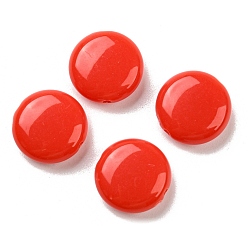 Roja Abalorios de acrílico opacos, plano y redondo, rojo, 12x4.5 mm, agujero: 1.2 mm, Sobre 1100 unidades / 500 g