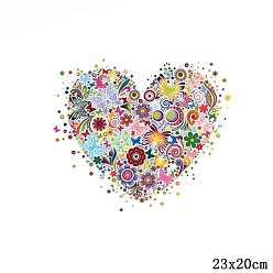 Flower Valentine's Day Heart Pattern Heat Transfer Film, Iron on Vinyl, for Garment T-shirt Accessories, Flower, 230x200mm