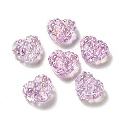 Violet Perles acryliques transparentes, cœur, violette, 17.2~17.4x20~20.4x9.6mm, Trou: 3~3.2mm