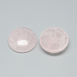 Cuarzo Rosa Natural aumentó de cabujones de cuarzo, cúpula / media ronda, 25x6~7 mm