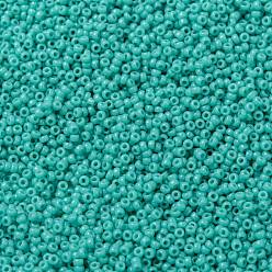 (RR412) Vert Turquoise Opaque Perles rocailles miyuki rondes, perles de rocaille japonais, (rr 412) vert turquoise opaque, 15/0, 1.5mm, trou: 0.7 mm, sur 5555 pcs / bouteille, 10 g / bouteille