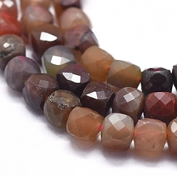 Multi-Color Agate Natural Multi-Color Agate Beads Strands, Faceted, Dyed, Square, 4x4x4mm, Hole: 0.7mm, about 80pcs/strand, 15.55 inch(39.5cm)