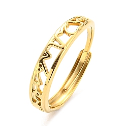 Настоящее золото 14K 304 полое регулируемое кольцо из нержавеющей стали для женщин, реальный 14 k позолоченный, внутренний диаметр: 18 мм
