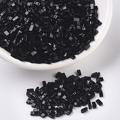 (HTL401) Noir Perles miyuki demi tila, perles de rocaille japonais, 2 trou, (htl 401) noir, 5x2.3x1.9mm, trou: 0.8 mm, sur 250 pcs / bouteille, 10 g / bouteille