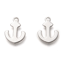 Stainless Steel Color 201 Stainless Steel Charms, Laser Cut, Anchor, Stainless Steel Color, 12x9x0.5mm, Hole: 1.4mm